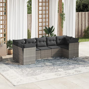 Loungeset 7-delig poly rattan grijs