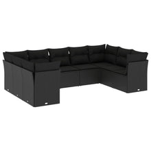 9-Delige Loungeset Met Kussens Poly Rattan Zwart