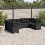 Loungeset 9-delig poly rattan zwart