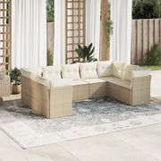Loungeset 9-delig poly rattan beige