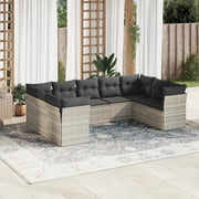 Loungeset 9-delig poly rattan lichtgrijs
