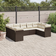 Loungeset poly rattan 9-delig bruin