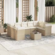 Loungeset 10-delig poly rattan beige 289x179x69 cm