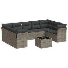 10-Delige Loungeset Met Kussens Poly Rattan Grijs