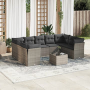 Loungeset 10-delig poly rattan grijs