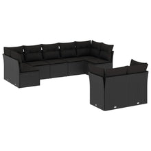 9-Delige Loungeset Met Kussens Poly Rattan Zwart