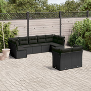 Loungeset 9-delig poly rattan zwart
