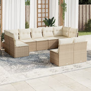 Loungeset 9-delig poly rattan beige