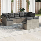 9-Delige Loungeset Met Kussens Poly Rattan Grijs