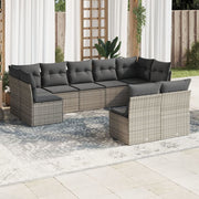 Loungeset 9-delig poly rattan grijs