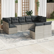 Loungeset 9-delig poly rattan lichtgrijs