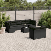 Loungeset 10-delig poly rattan zwart