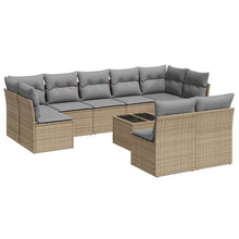 10-Delige Loungeset Met Kussens Poly Rattan Beige