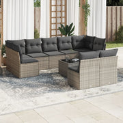Loungeset poly rattan grijs 10-delig