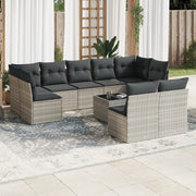Loungeset 10-delig poly rattan lichtgrijs
