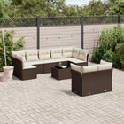 10-delige Loungeset met kussens poly rattan bruin