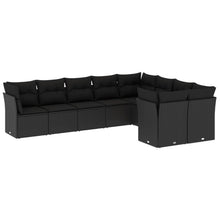 9-Delige Loungeset Met Kussens Poly Rattan Zwart