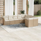 9-Delige Loungeset Met Kussens Poly Rattan Beige