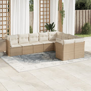 Loungeset 9-delig poly rattan beige