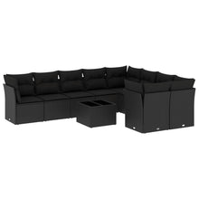 10-Delige Loungeset Met Kussens Poly Rattan Zwart