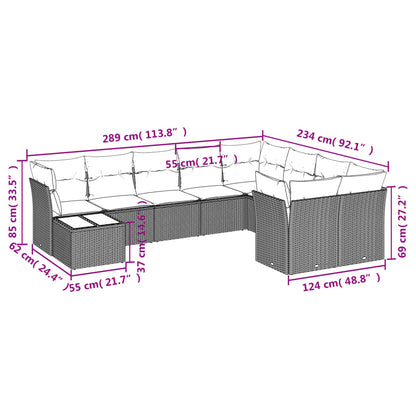 10-Delige Loungeset Met Kussens Poly Rattan Beige