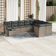 10-piece Lounge Set with Cushions Poly Rattan Grey