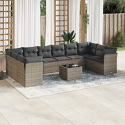Loungeset 11-delig poly rattan grijs
