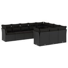 10-Delige Loungeset Met Kussens Poly Rattan Zwart