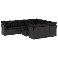 11-Delige Loungeset Met Kussens Poly Rattan Zwart