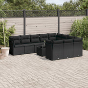Loungeset 11-delig poly rattan zwart