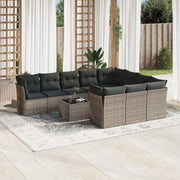 Loungeset 11-delig poly rattan grijs