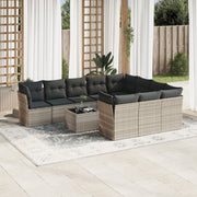 Loungeset 11-delig poly rattan lichtgrijs
