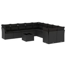 11-Delige Loungeset Met Kussens Poly Rattan Zwart