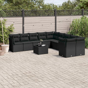 Loungeset 11-delig poly rattan zwart