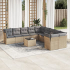 11-Delige Tuinset Met Kussens Poly Rattan Beige