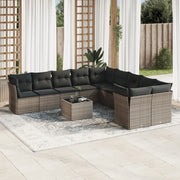 Loungeset 11-delig poly rattan grijs