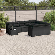 Loungeset 11-delig poly rattan zwart