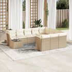 11-piece Garden Furniture Set with Cushions, Poly Rattan, Beige