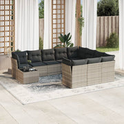 Loungeset 11-delig poly rattan lichtgrijs