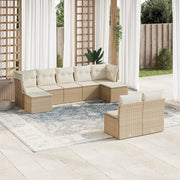 Loungeset 9-delig poly rattan beige