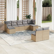 Loungeset 9-delig poly rattan beige