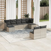 Loungeset 9-delig poly rattan lichtgrijs