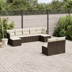 9-delige Loungeset met kussens poly rattan bruin