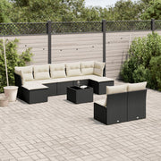 Loungeset 10-delig poly rattan zwart