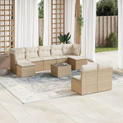 Loungeset 10-delig poly rattan beige