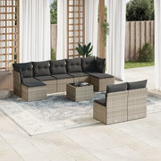 Loungeset 10-delig poly rattan grijs