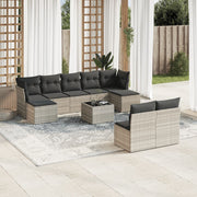 Loungeset 10-delig poly rattan lichtgrijs