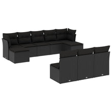10-Delige Loungeset Met Kussens Poly Rattan Zwart