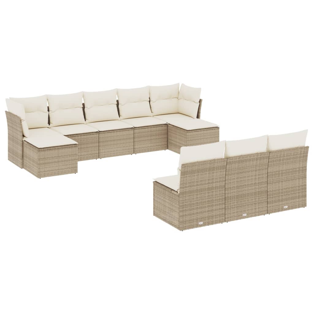 0-Delige Loungeset Met Kussens Poly Rattan Beige
