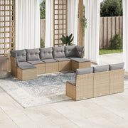 Loungeset poly rattan 10-delig beige